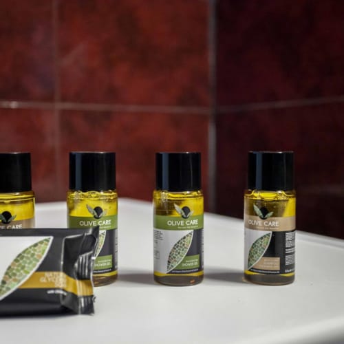 a group of bottles on a counter