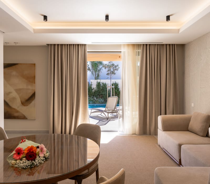 a living room with a large window