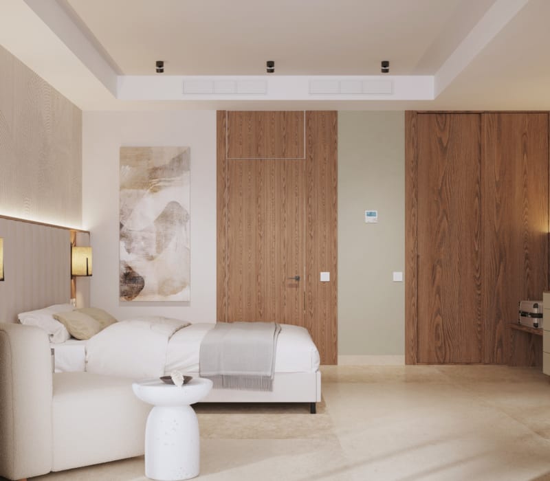 a room with a bed and a couch