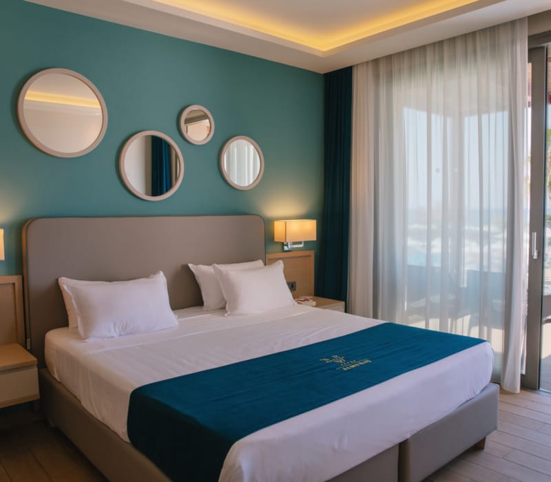 a bed in a room