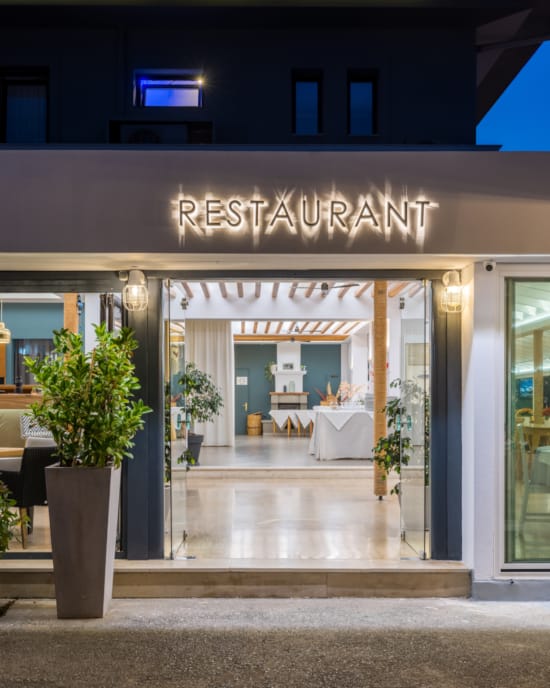 a building with a glass front entrance