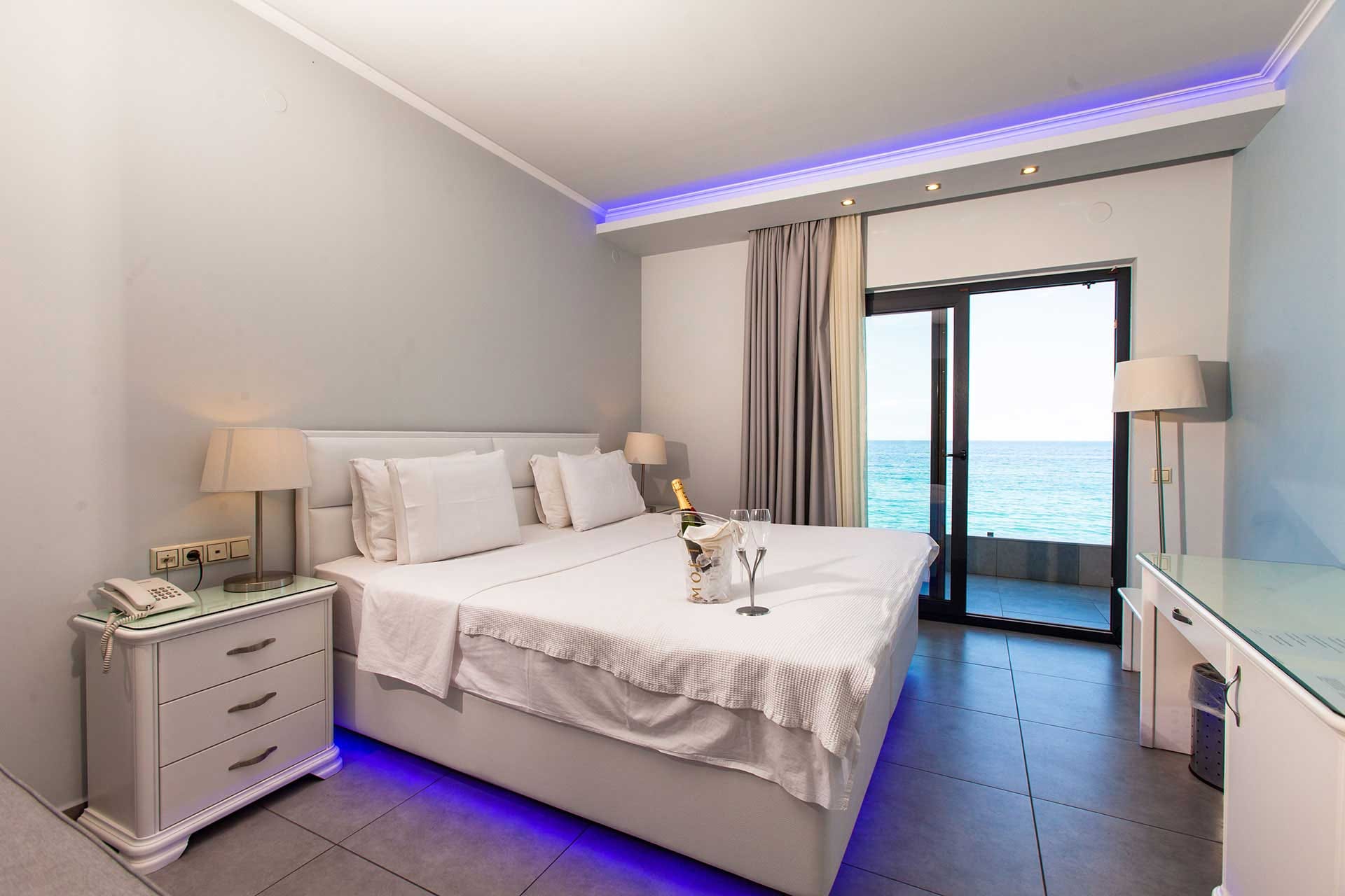 a large bedroom with a large bed