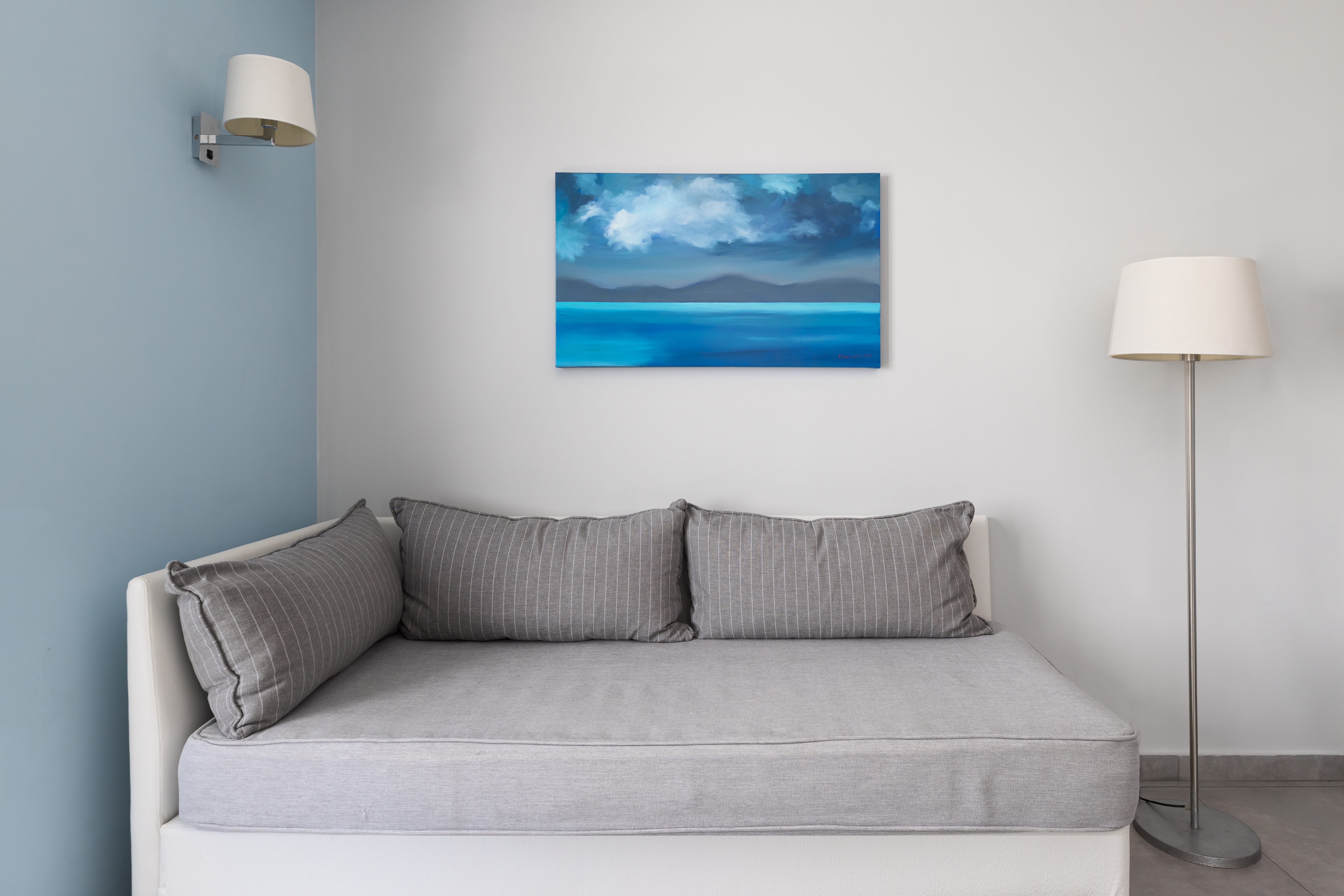 a couch with pillows