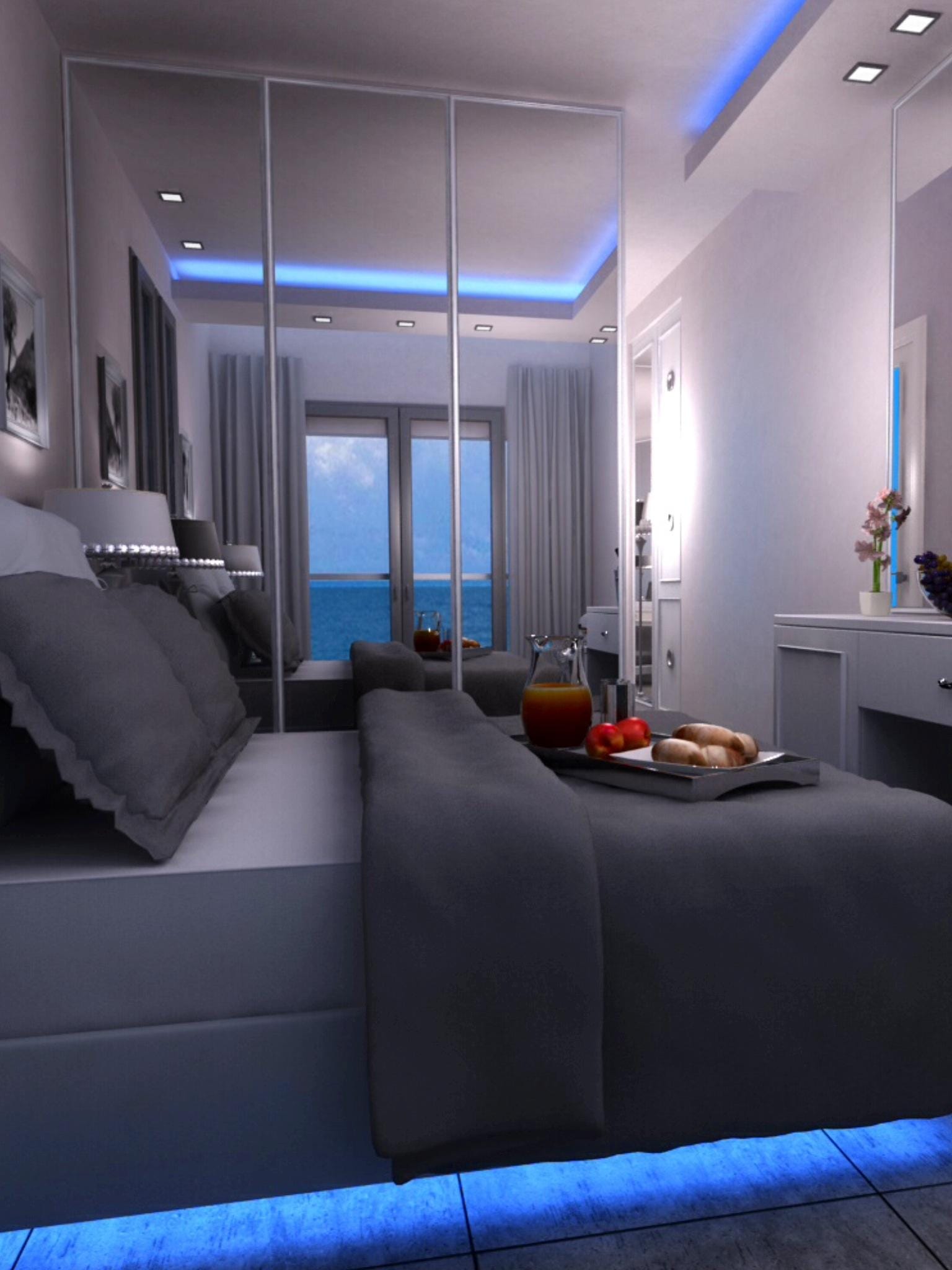 a living room with a couch and a table