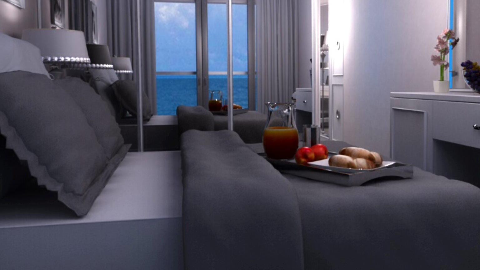 a living room with a couch and a table