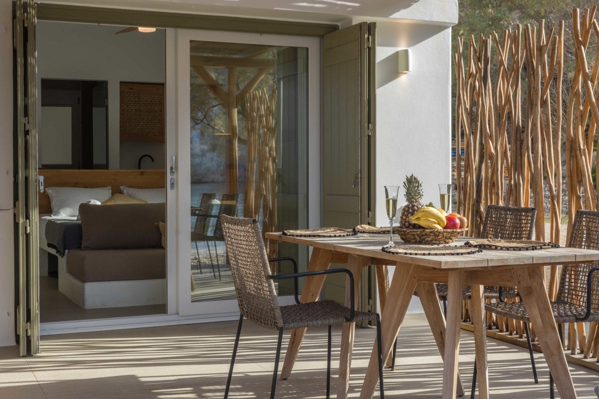 a dining table in a room