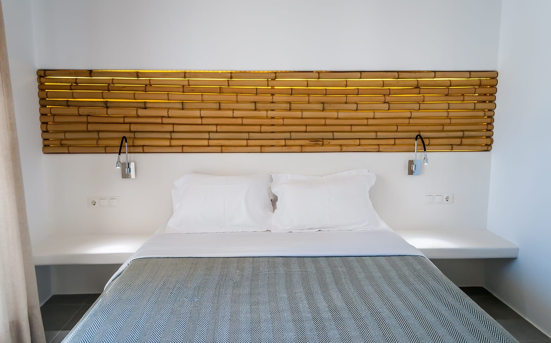a bed with a wooden frame