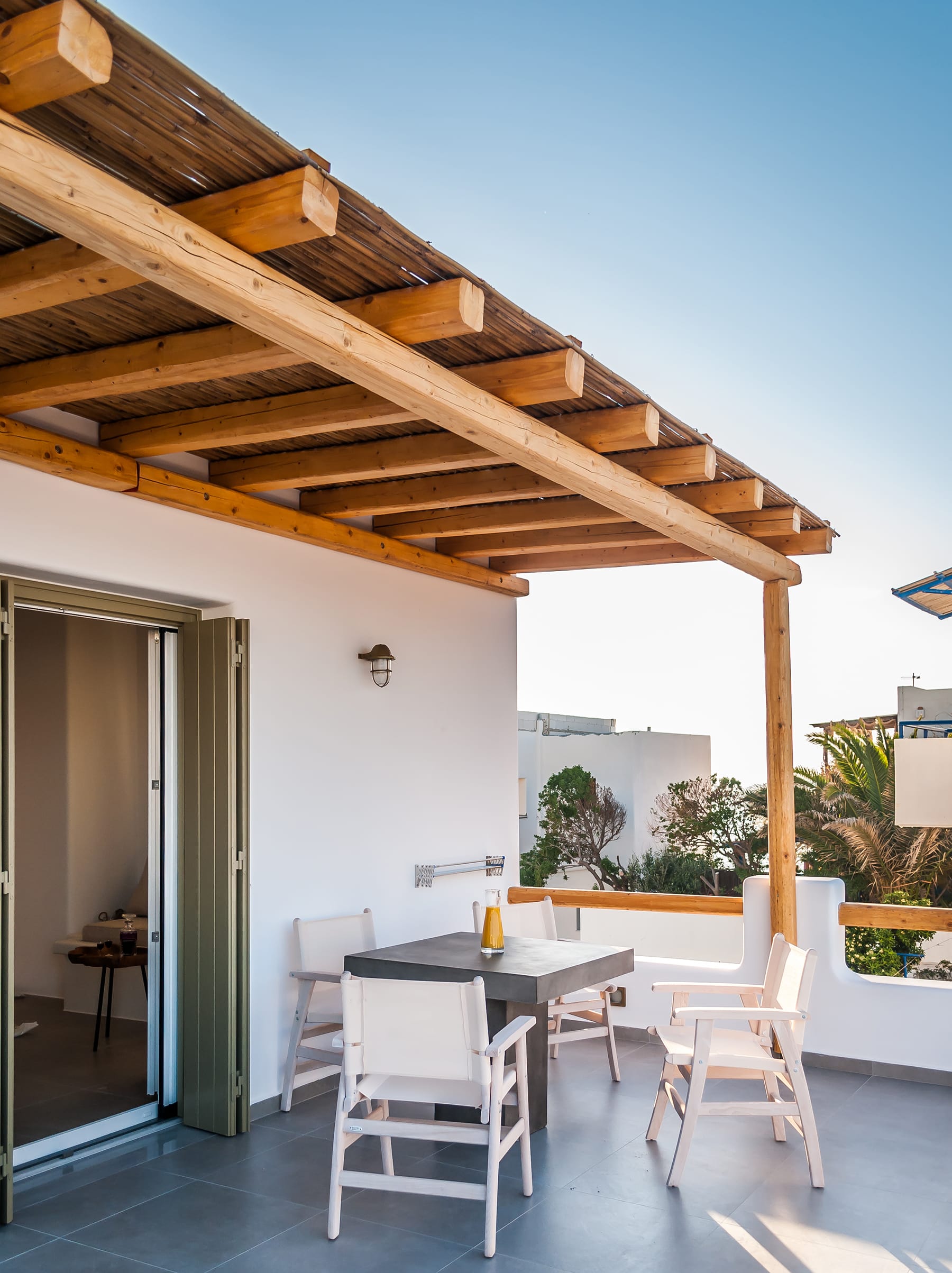 a table and chairs in a room
