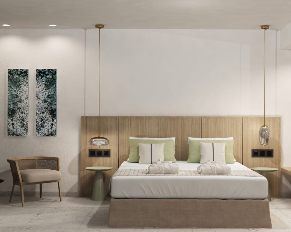 a bed in a room