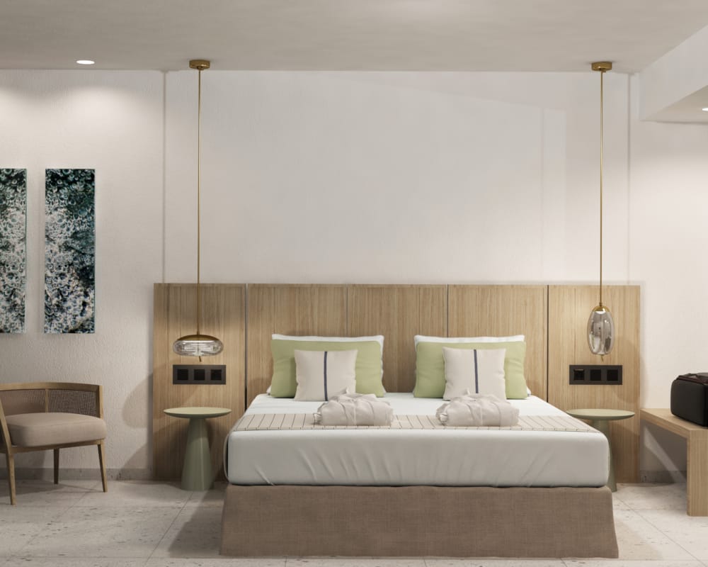a bed in a room