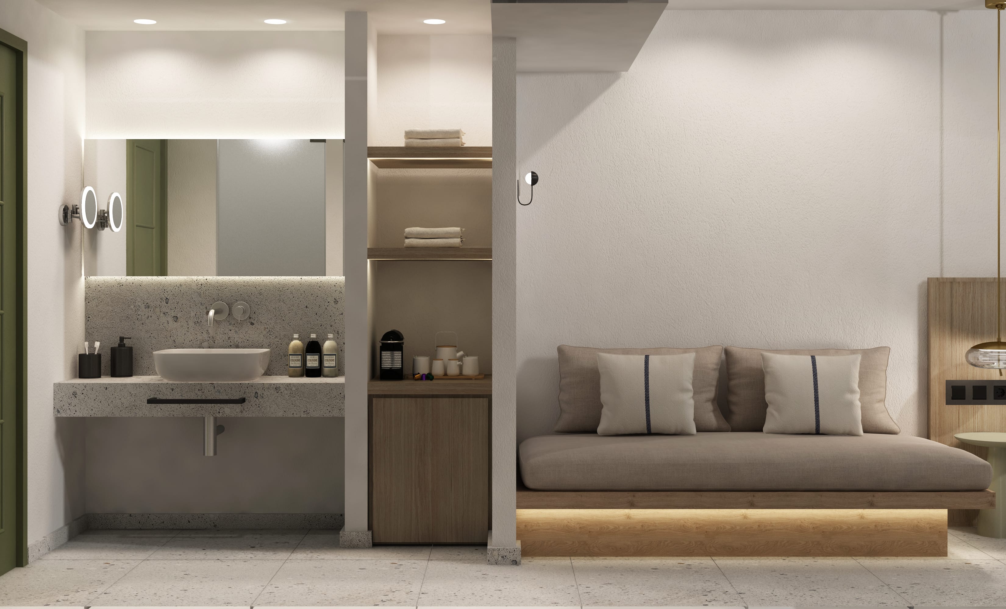 a clean and empty living room