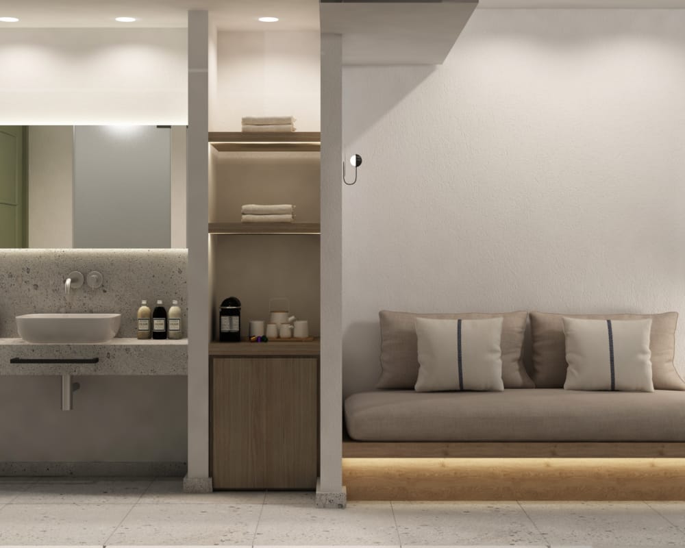 a clean and empty living room