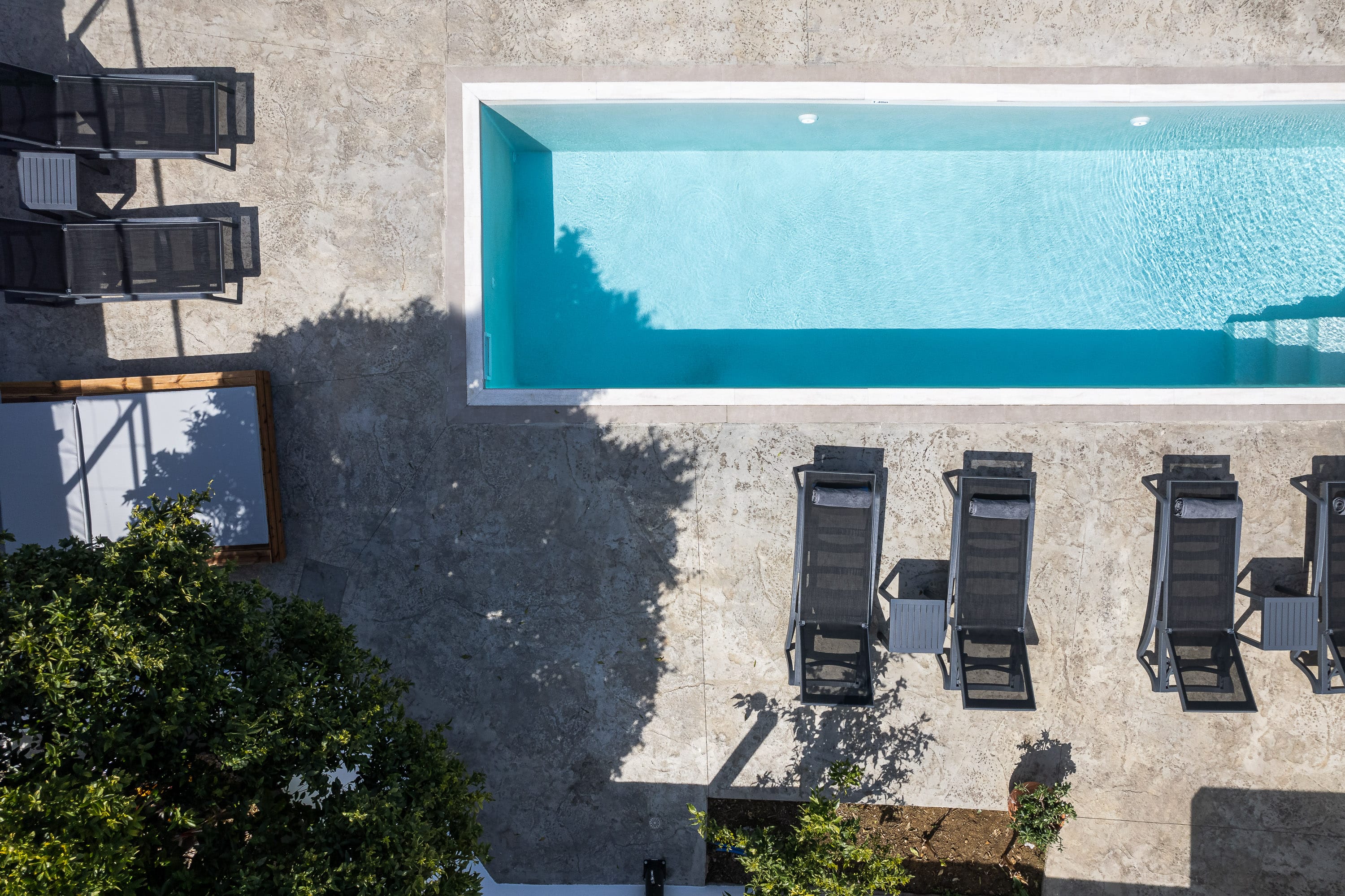 a building with a pool