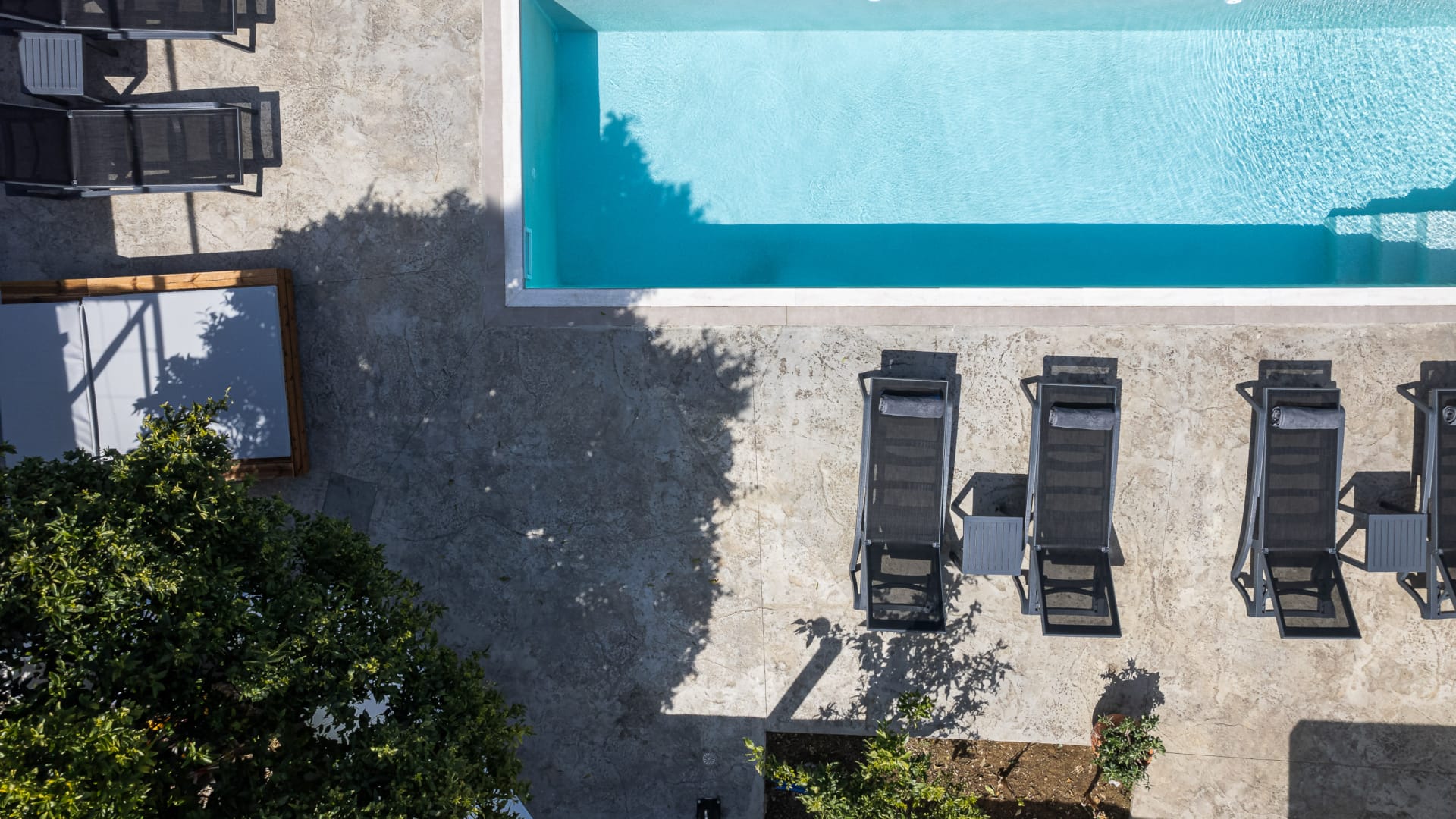 a building with a pool