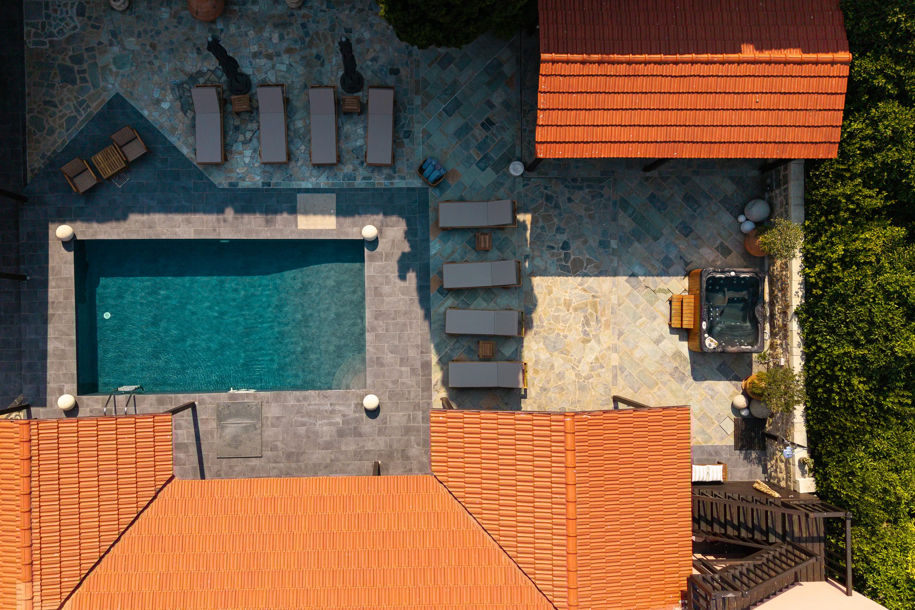 a house with a green roof