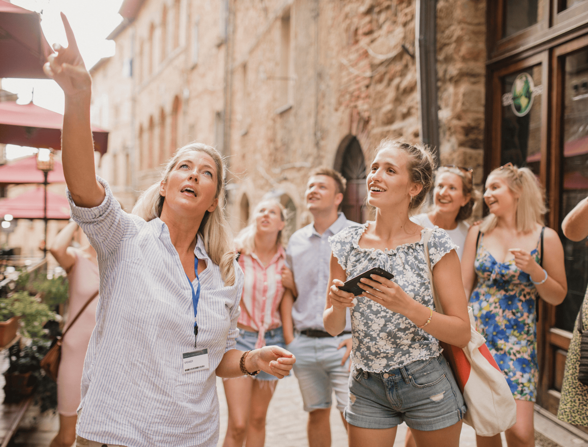 a group of people standing outside