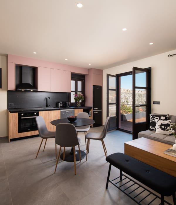 a large living room with a large window