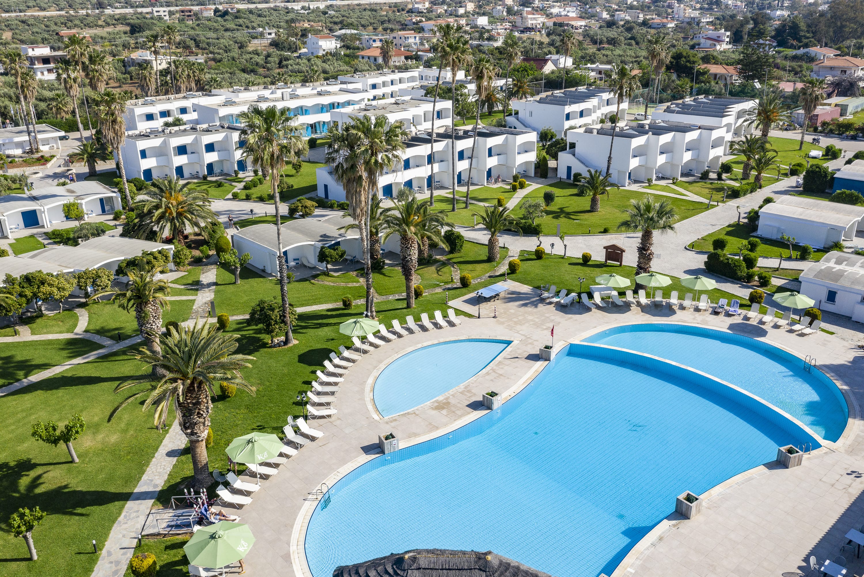 a swimming pool in a resort
