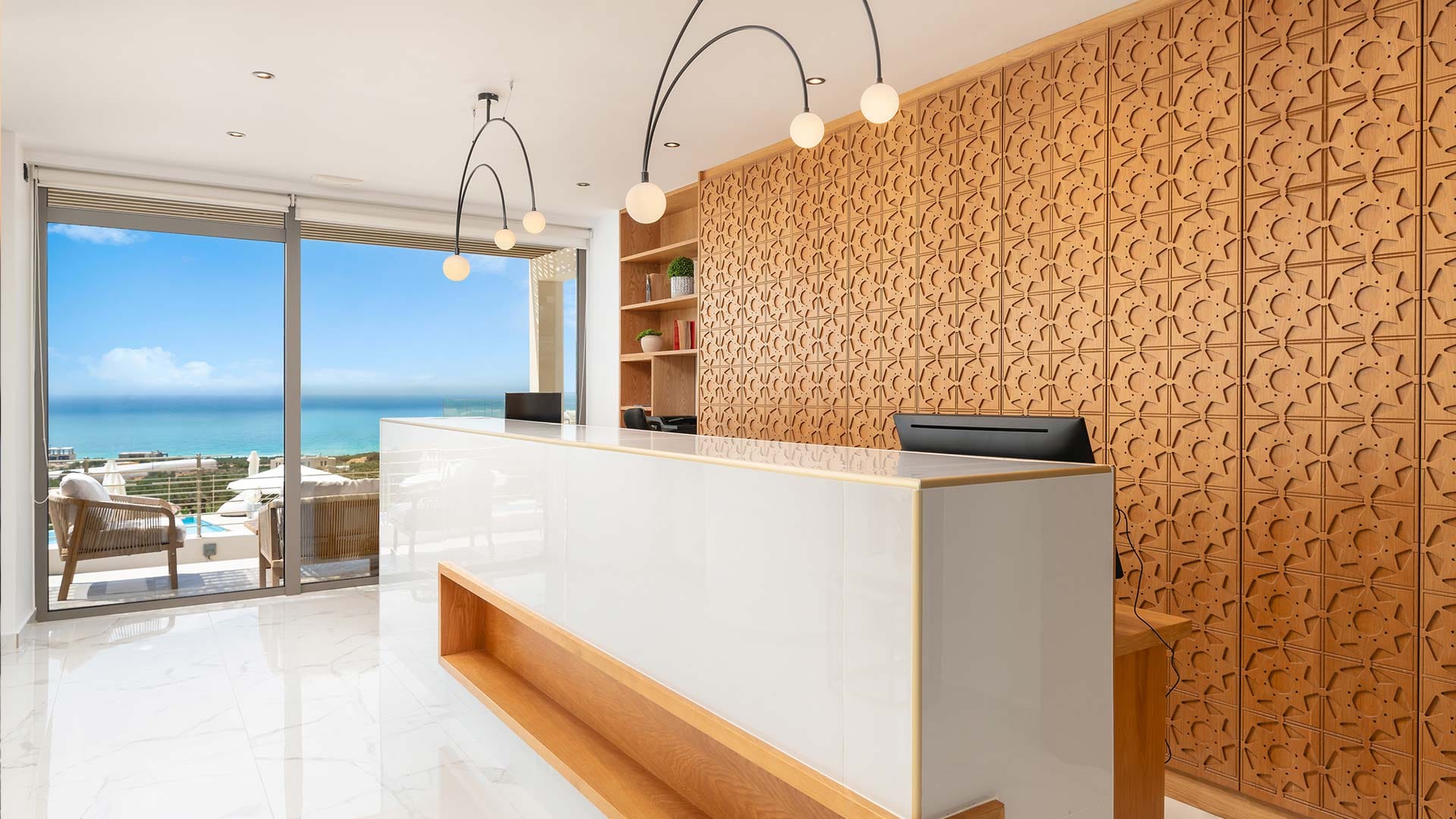 a bathroom with a large window