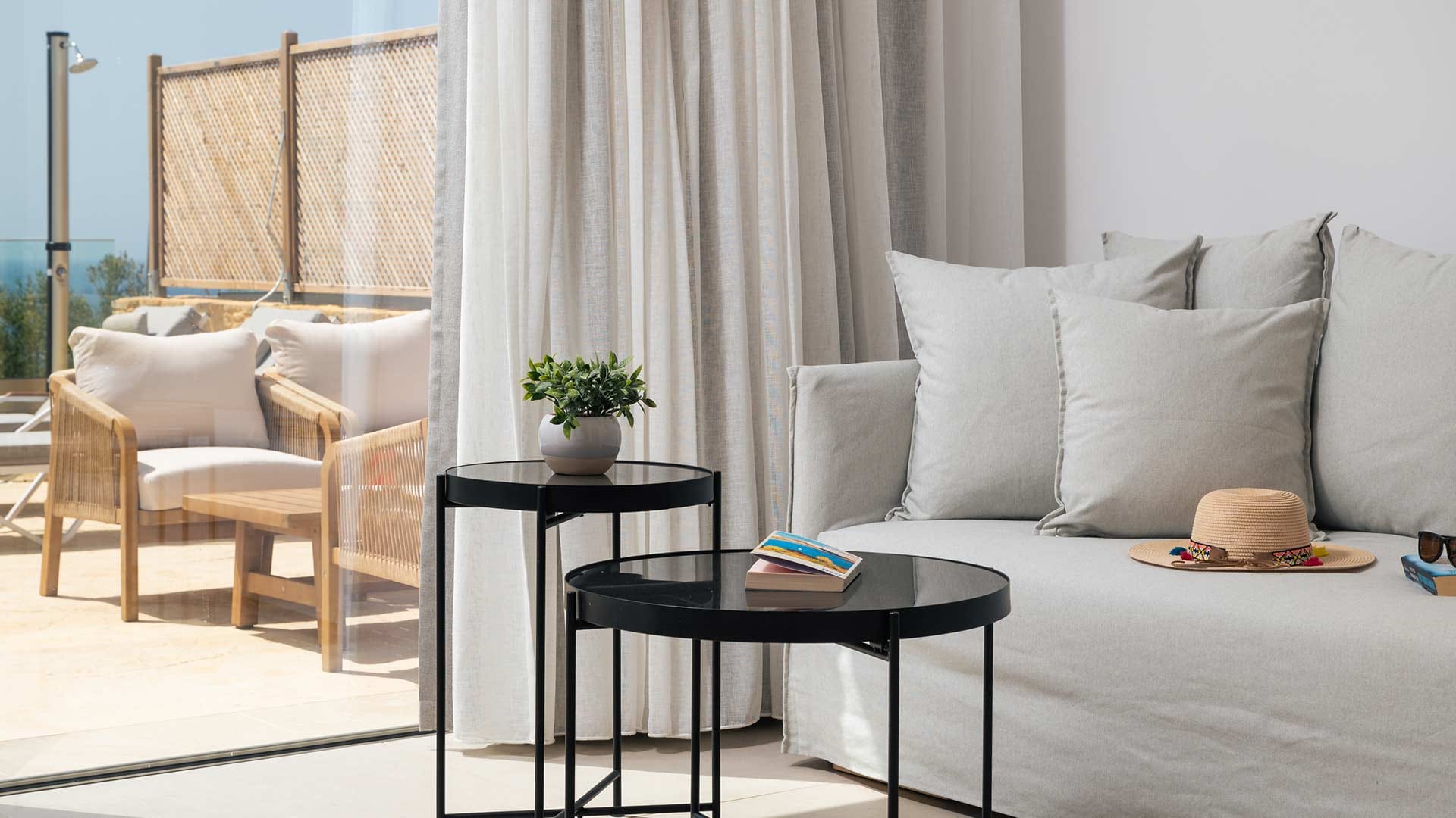 a room with a table and chairs