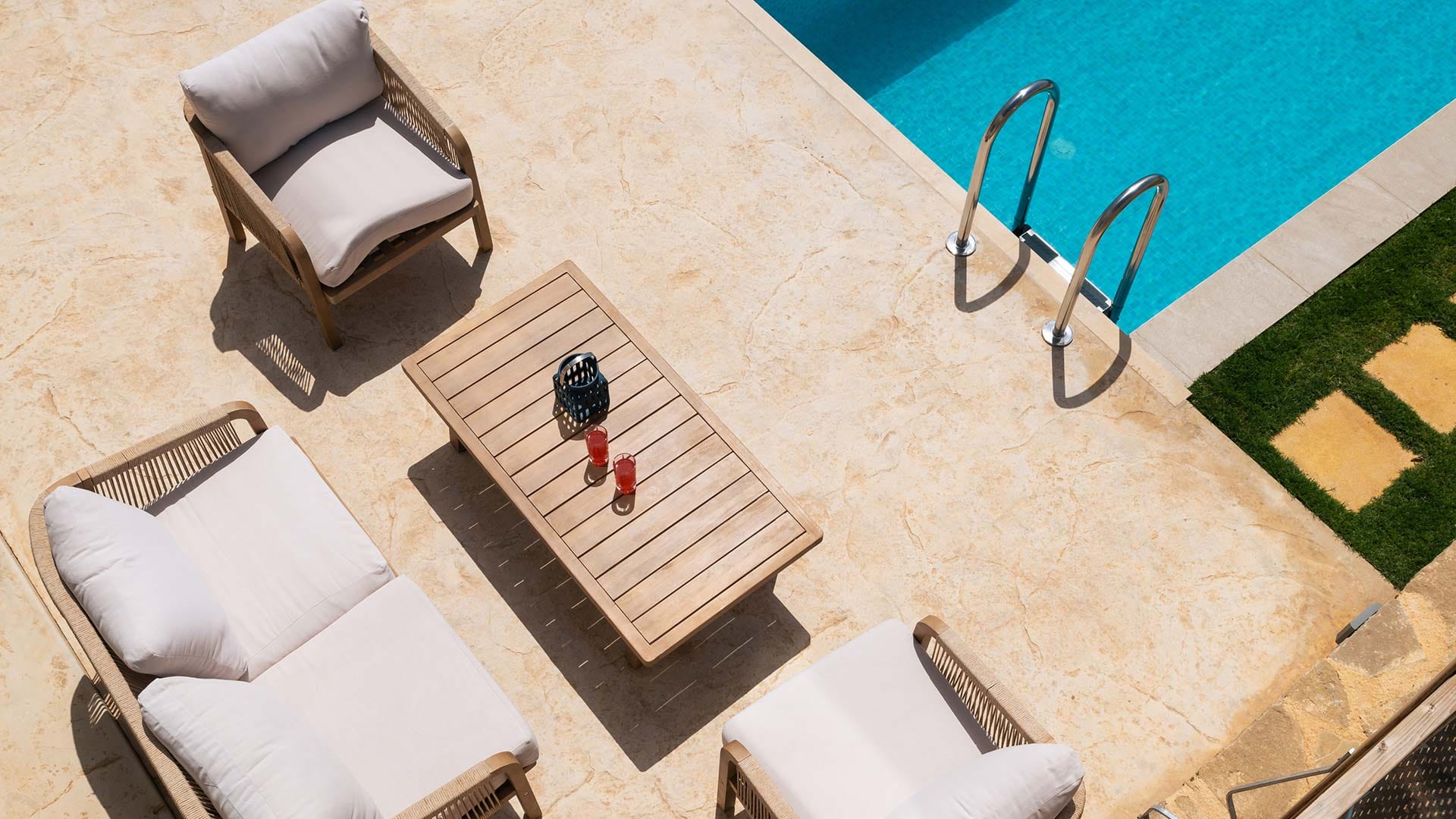 a room with a table and chairs