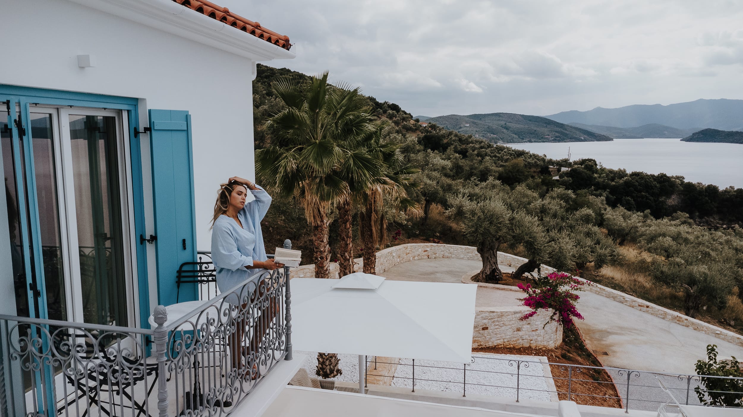 a person standing on a balcony