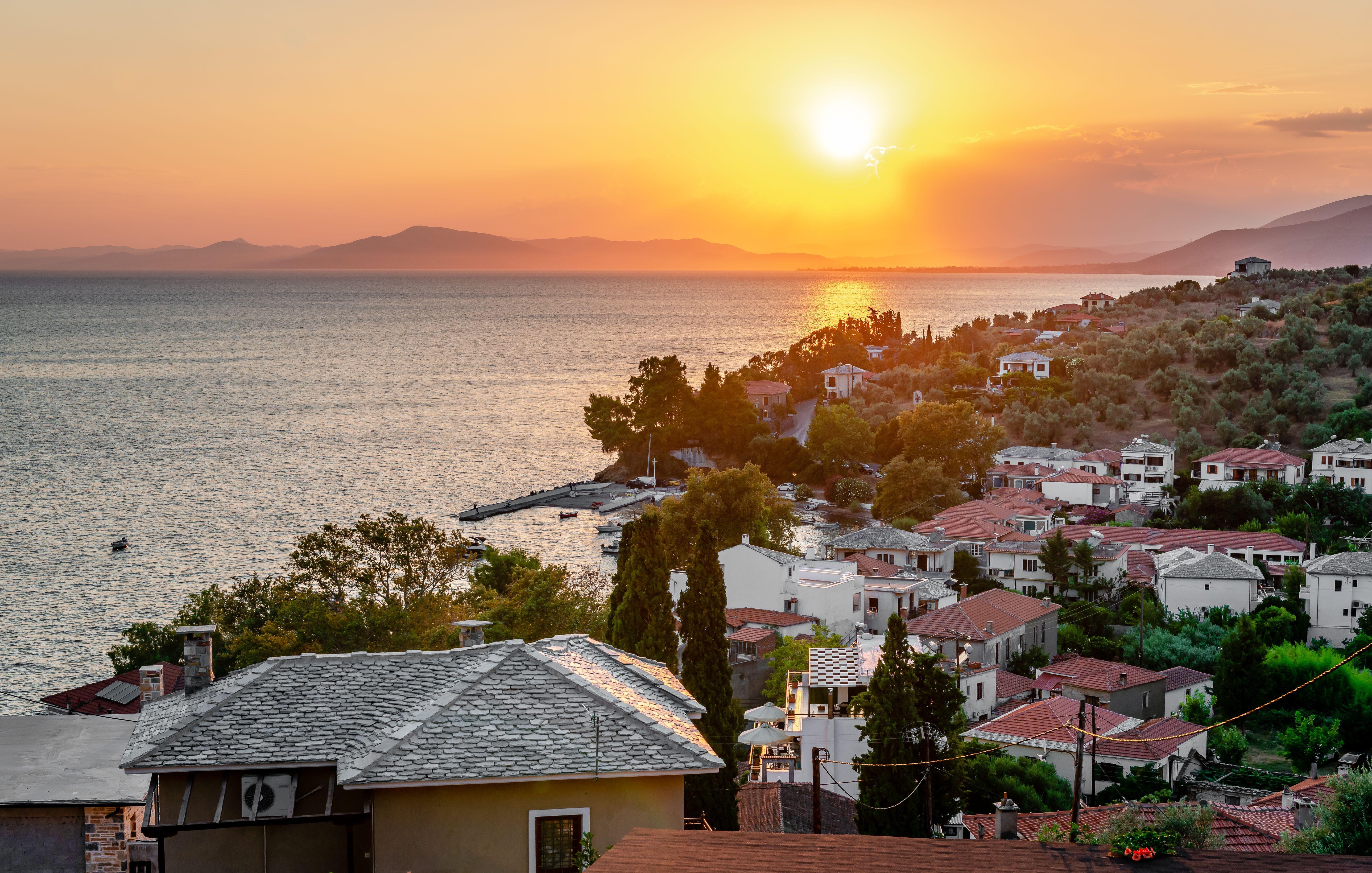 a town next to a body of water