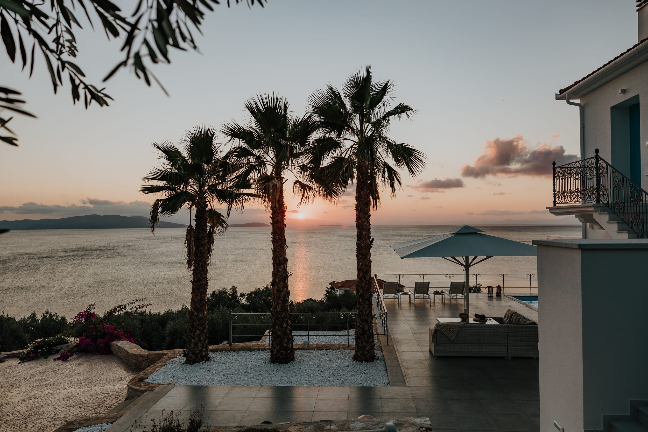 a pool next to a beach