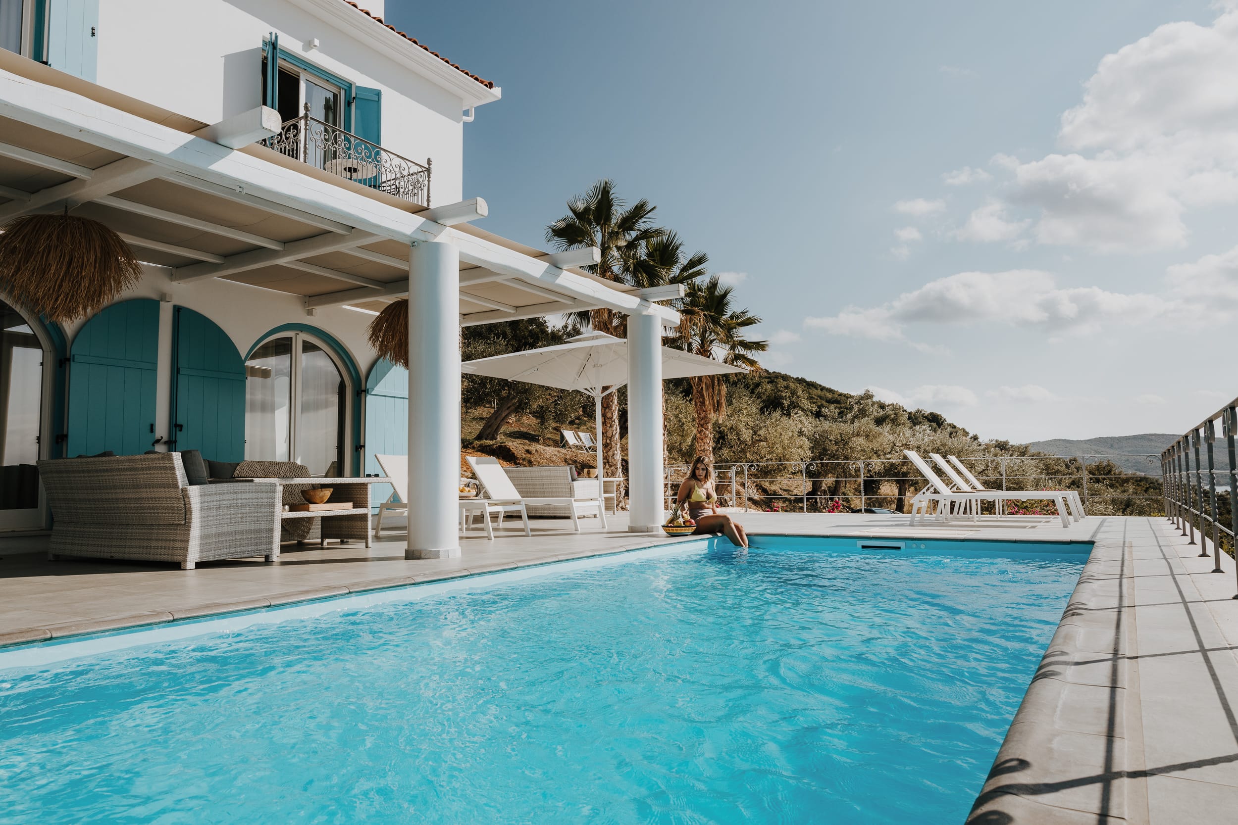 a person swimming in a pool