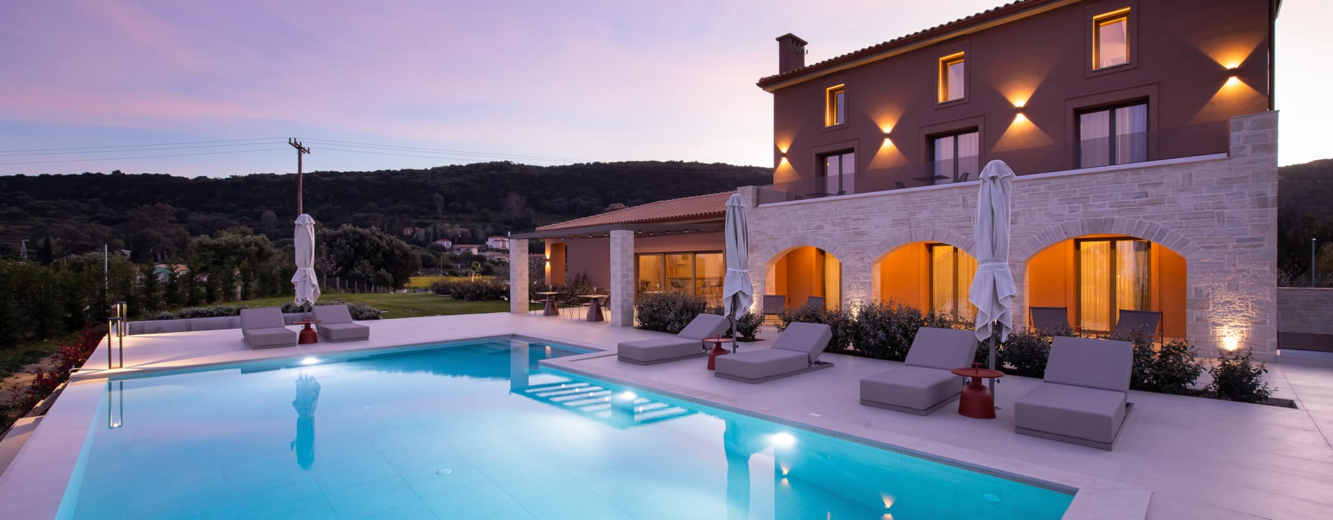 a swimming pool outside a house