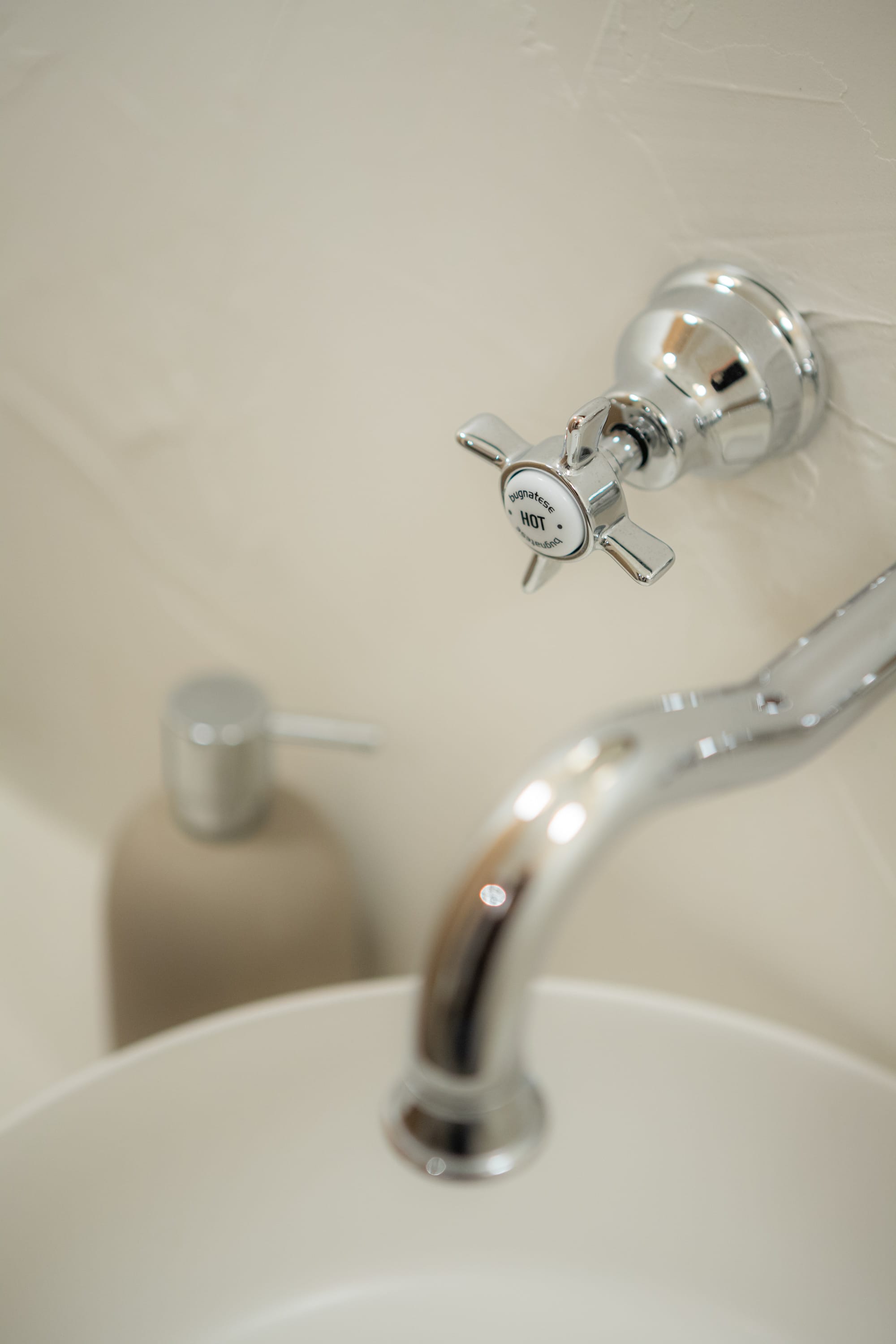 a faucet with water running