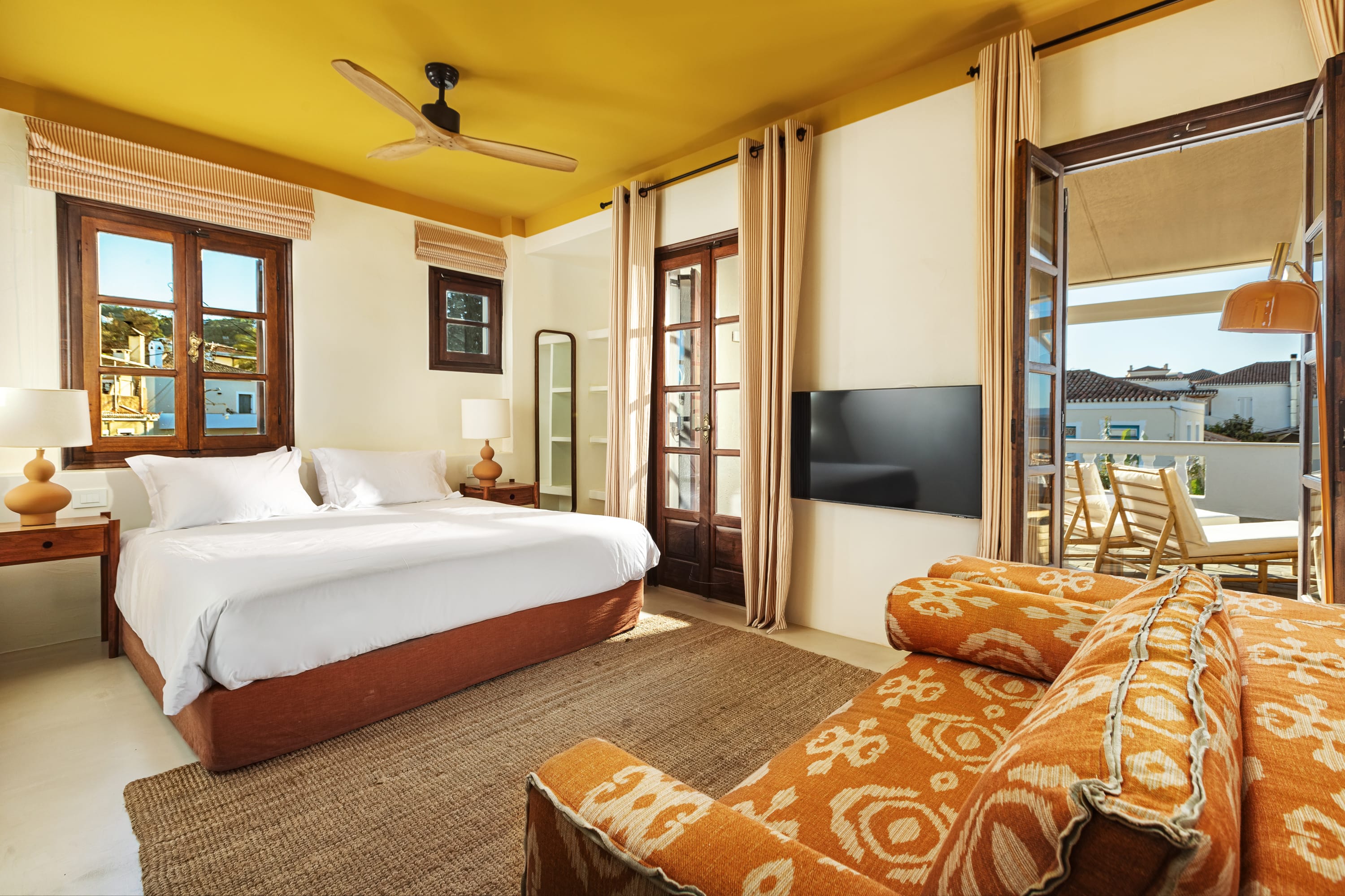 a bedroom with a large bed