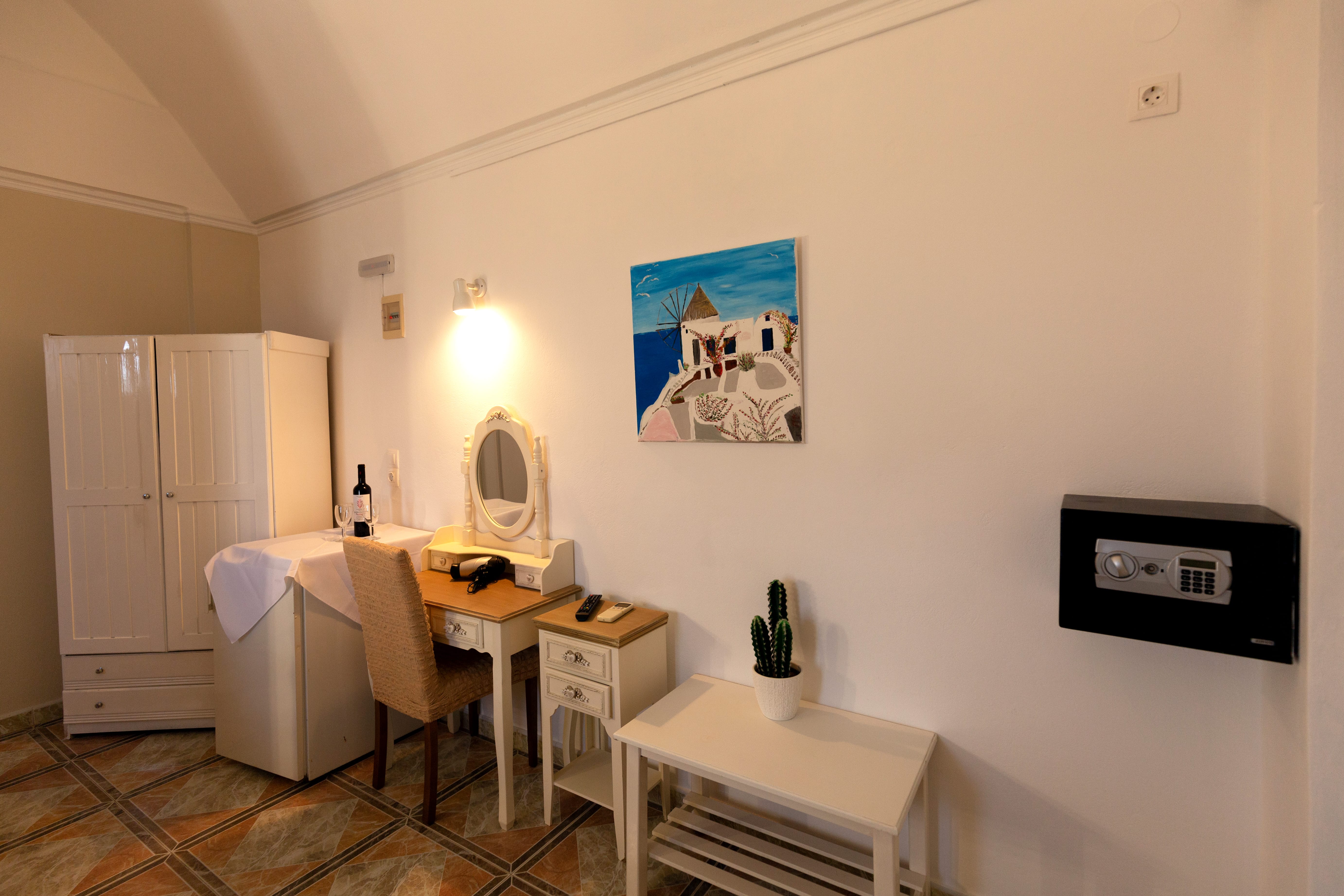 a room with a desk and a chair