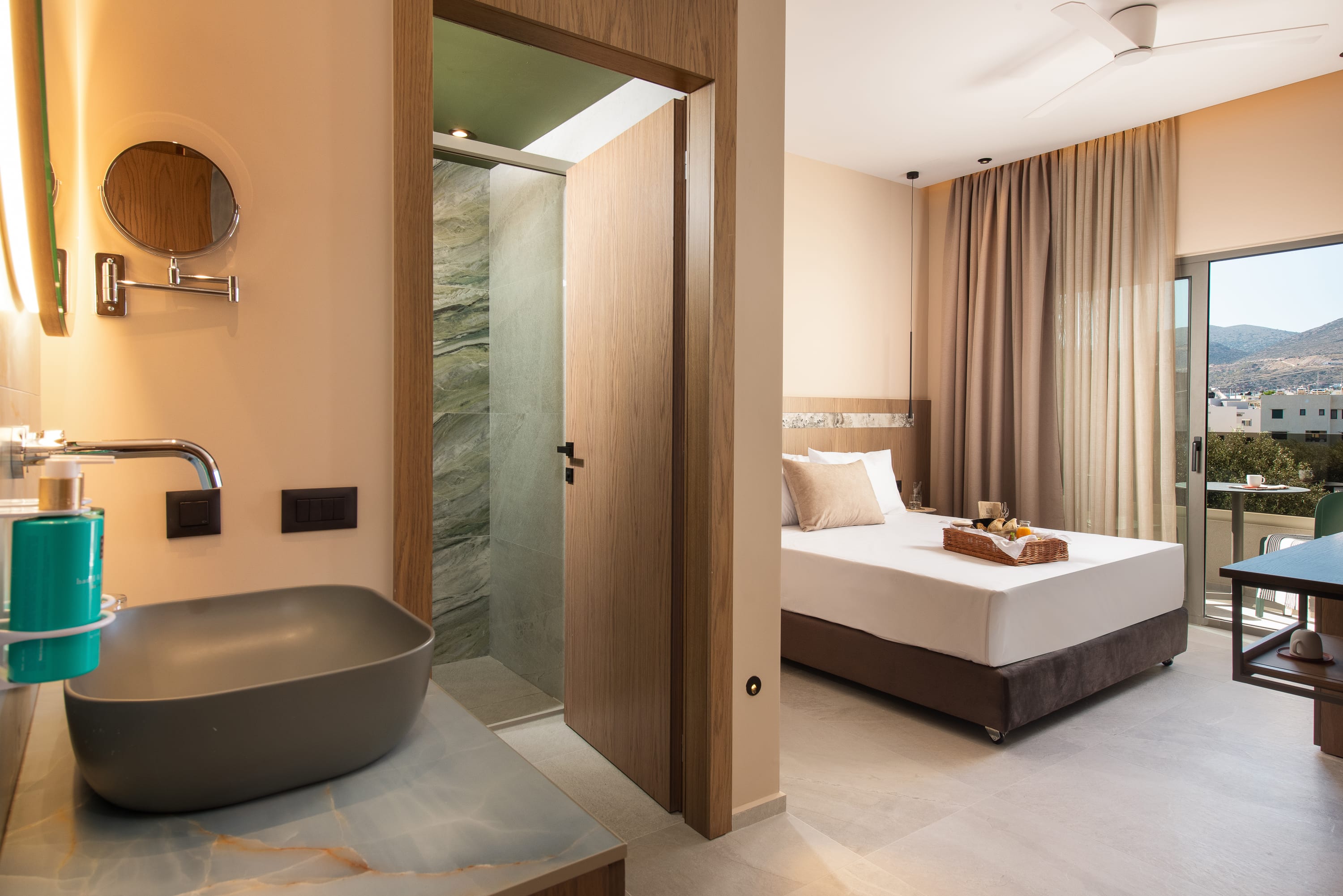 a bathroom with a tub and sink