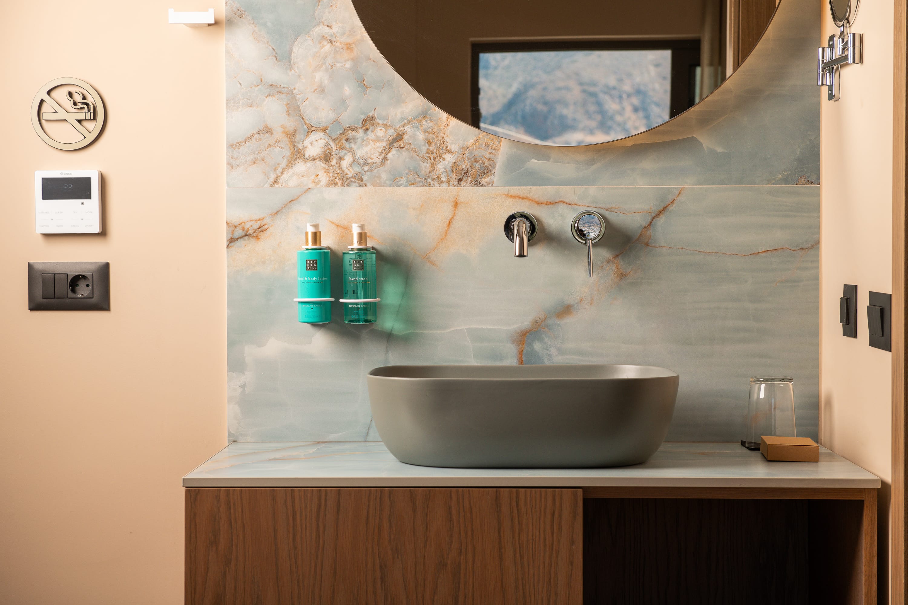 a sink with a faucet