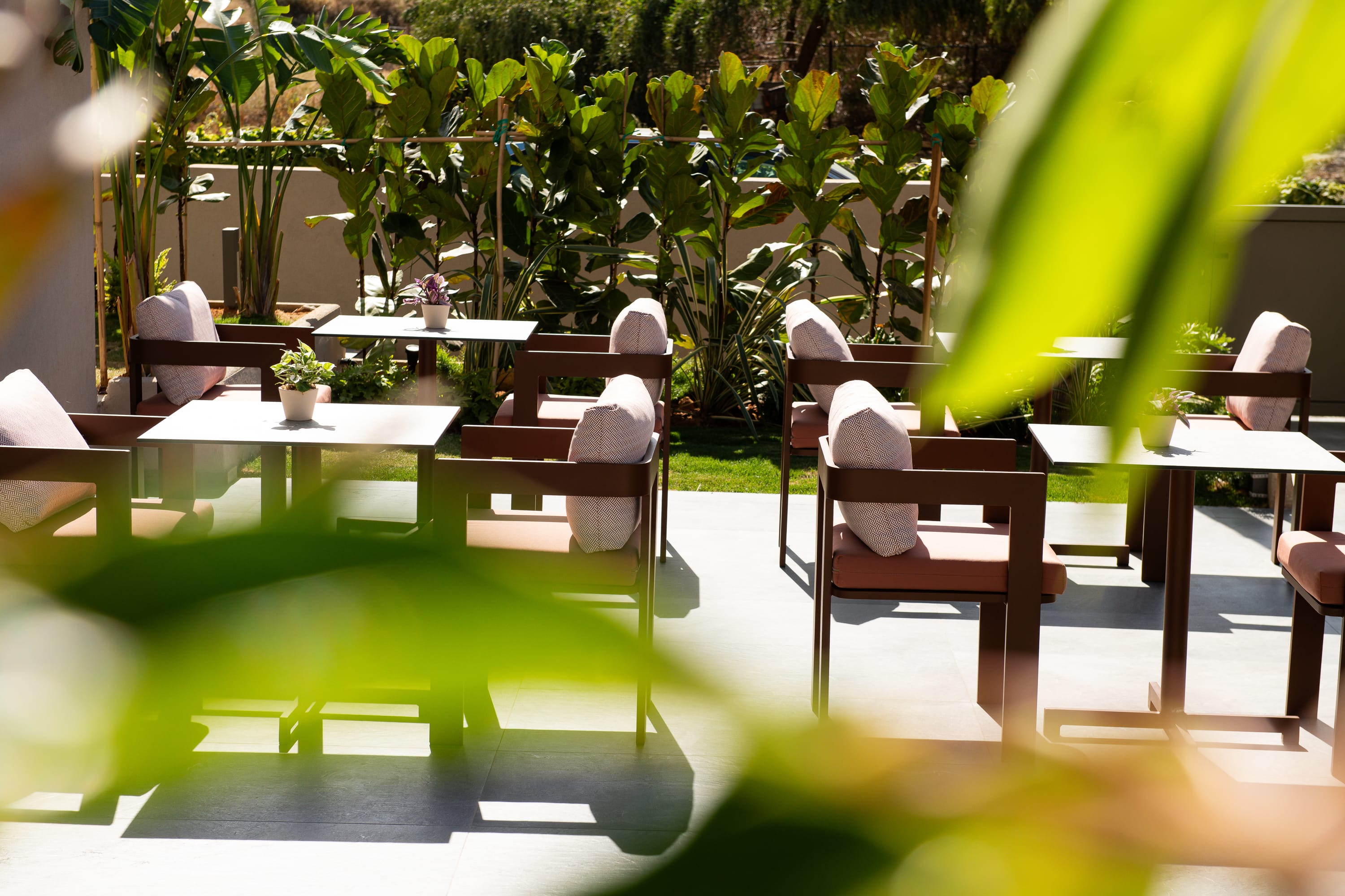 a group of chairs around a table