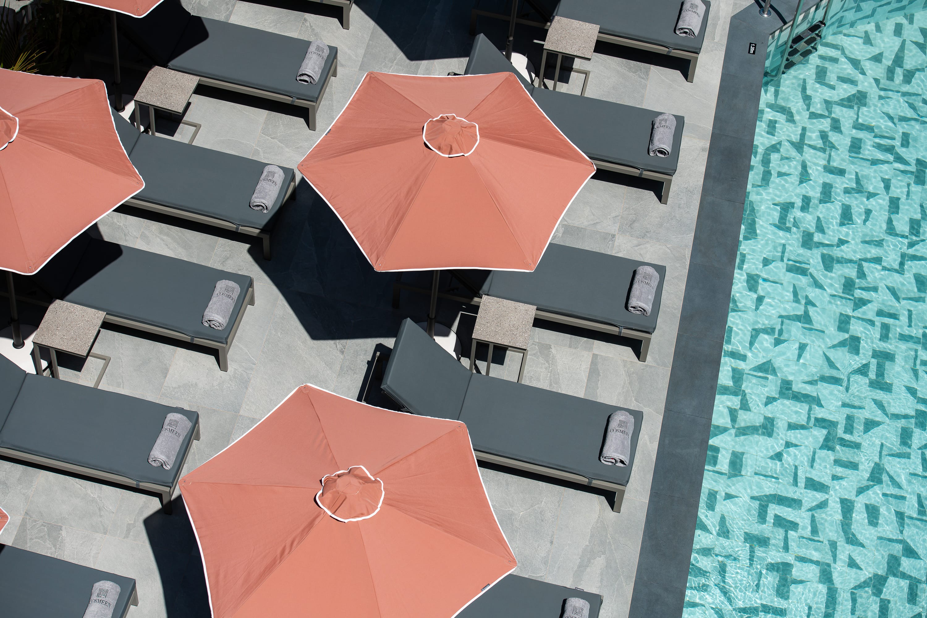a group of red umbrellas