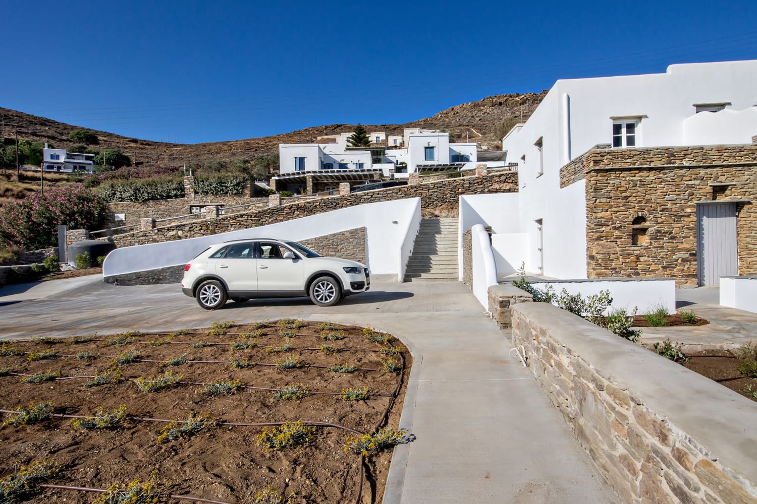 a car parked on a road