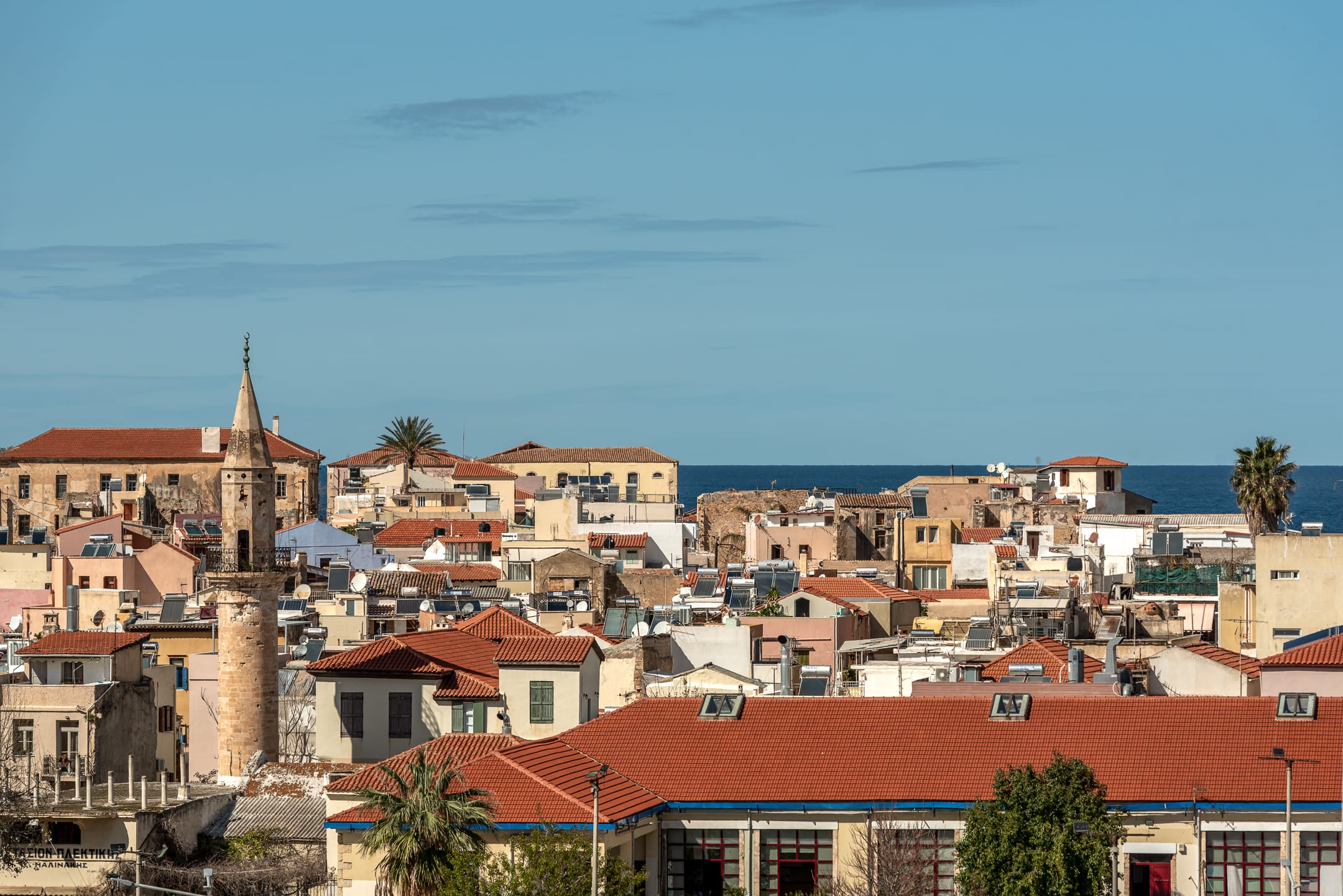 a city with red rooftops