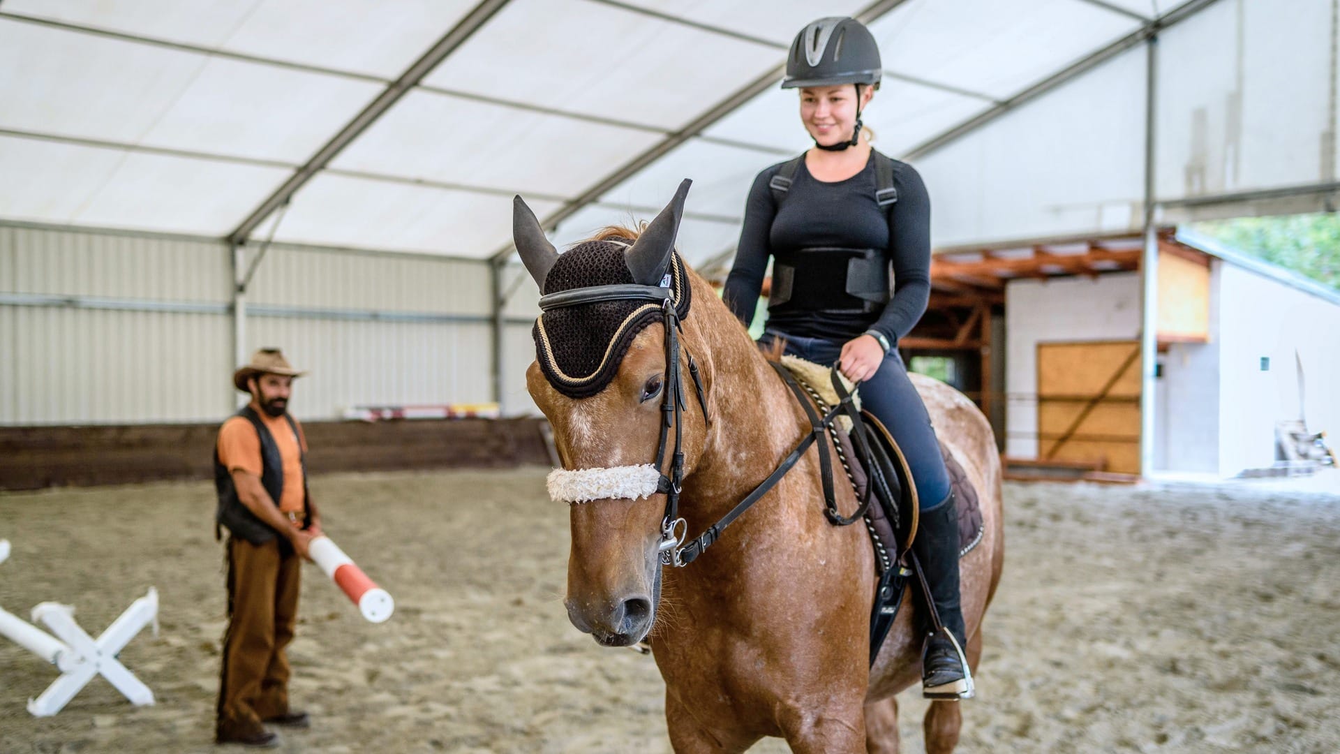 a person riding a horse