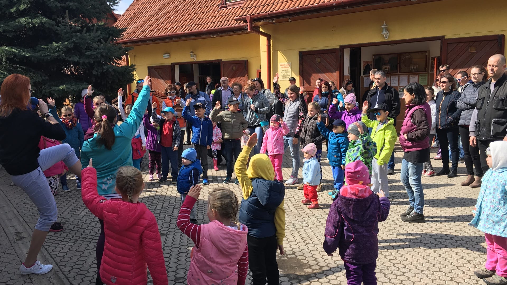 a group of people in a circle