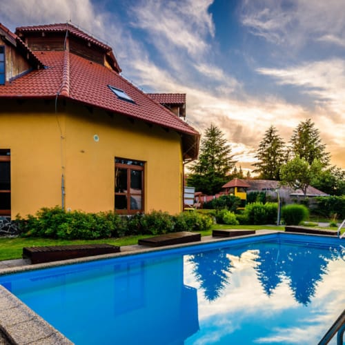 a house with a pool