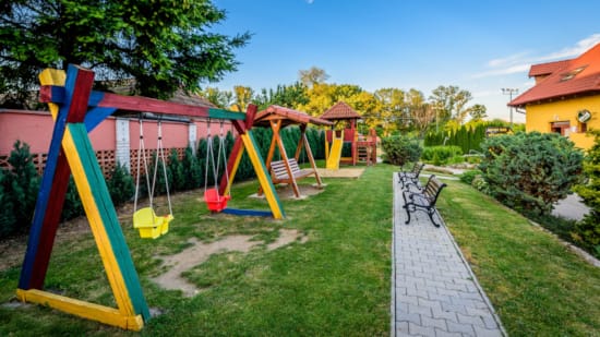 a playground with a slide