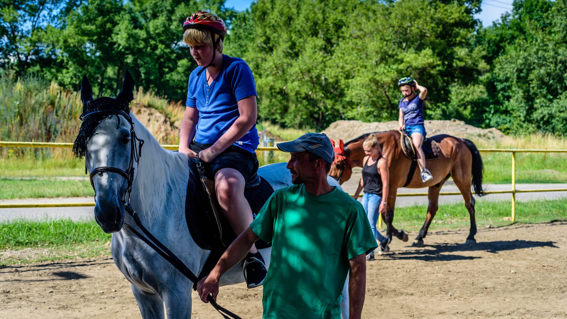 a man riding a horse