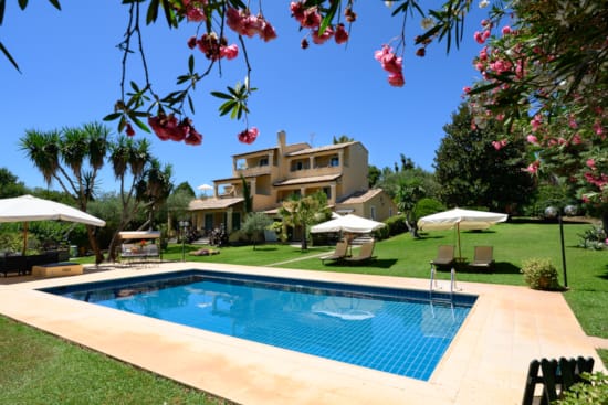 a swimming pool in a backyard