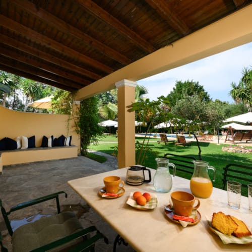 a table with food and drinks on it