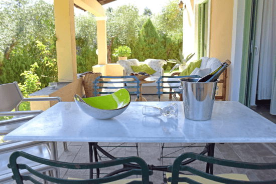 a table with a bowl on it