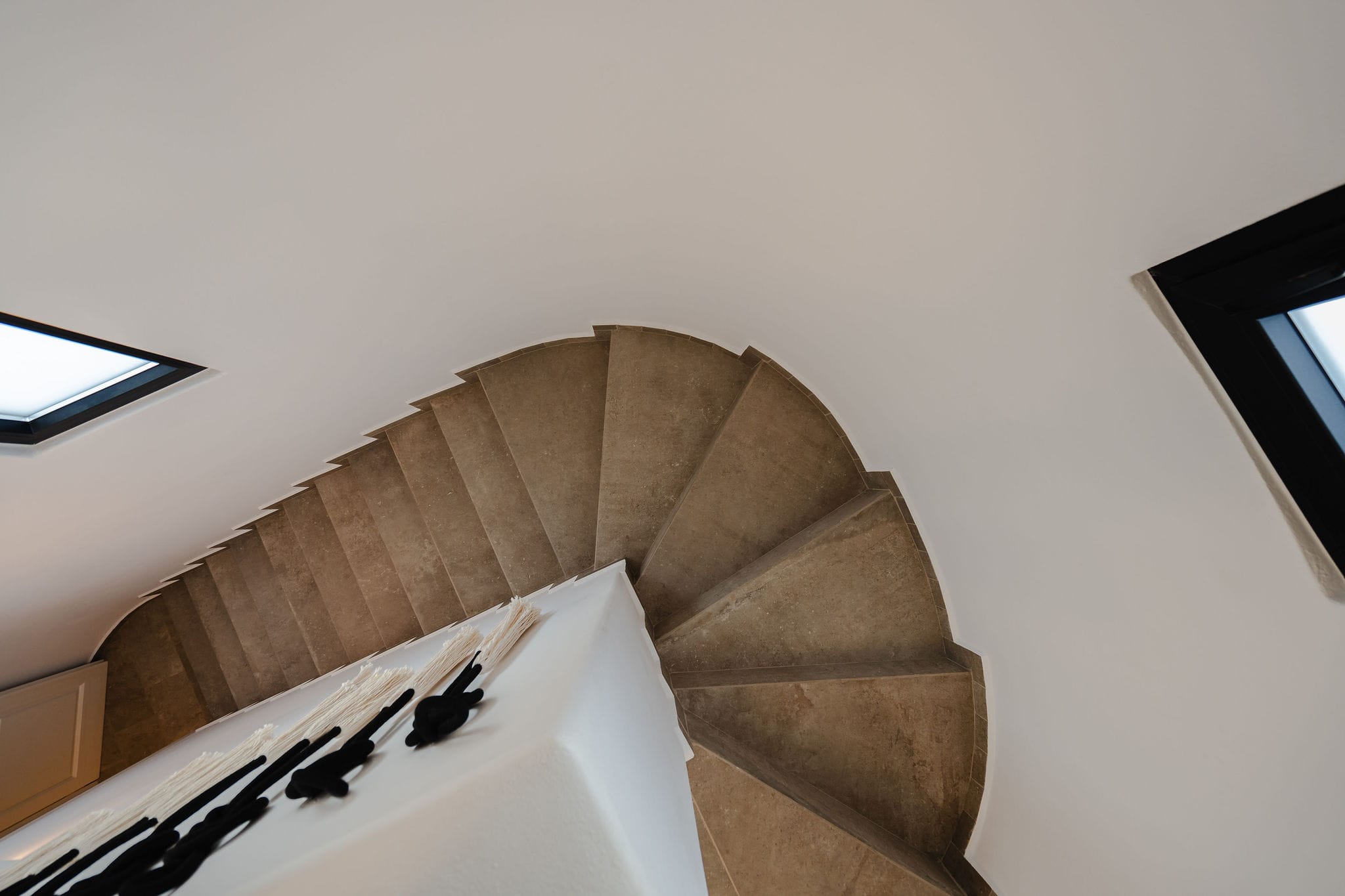 a staircase with a window