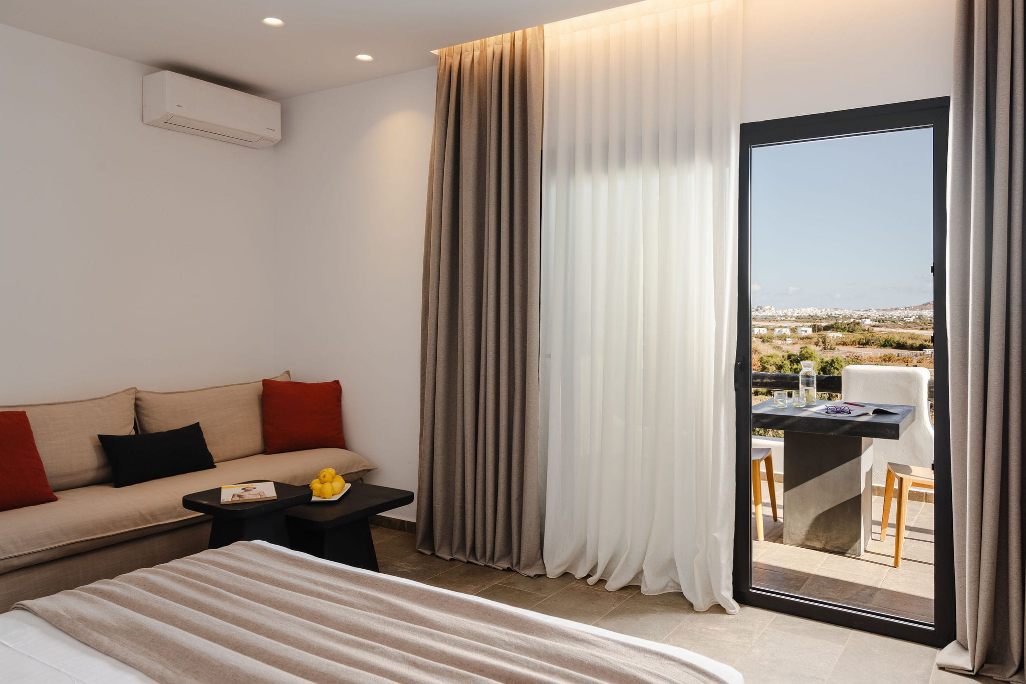 a room with a large window