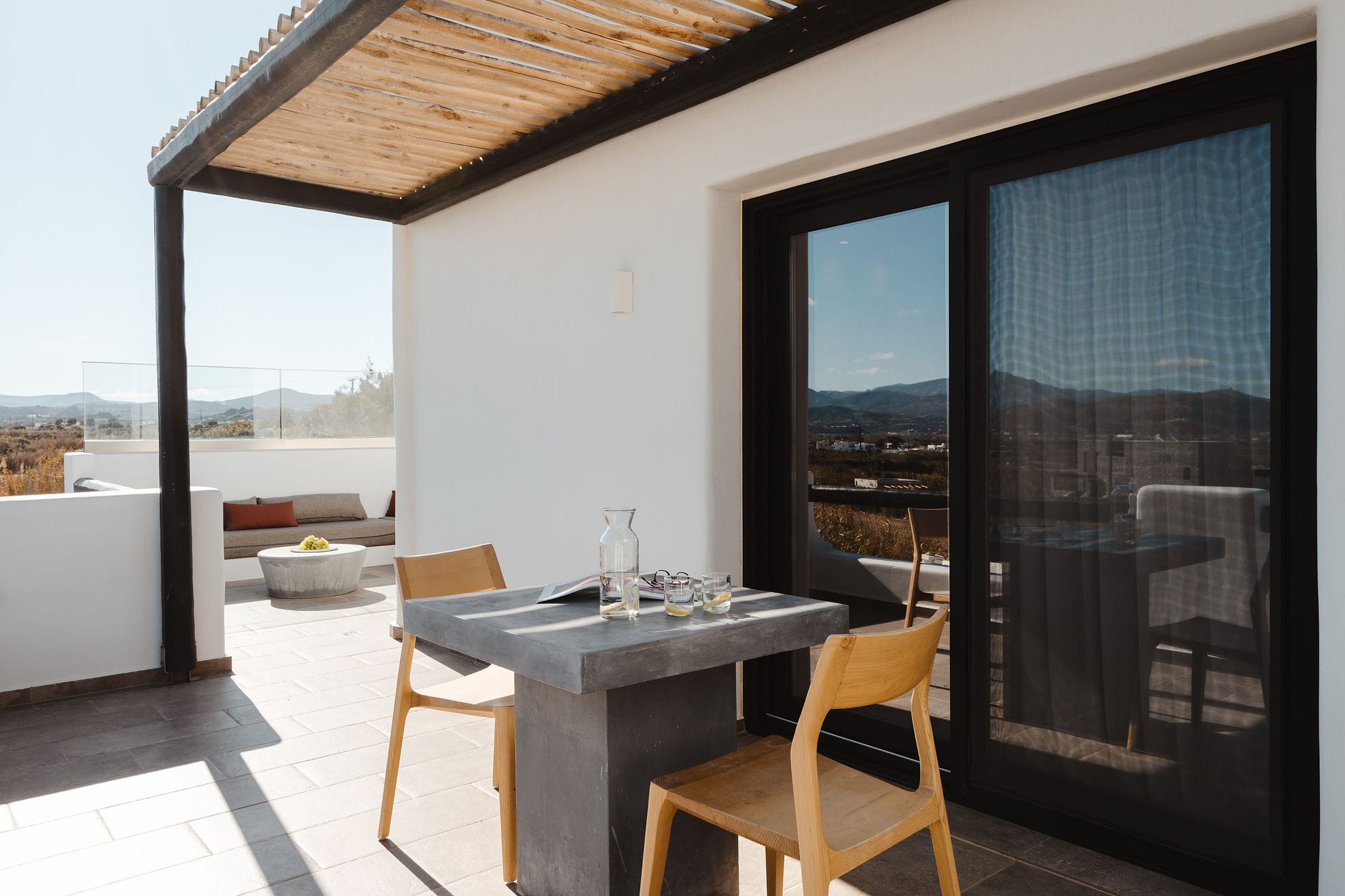 a table and chairs in a room
